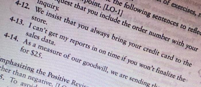 of exercises, the following sentences to reflec