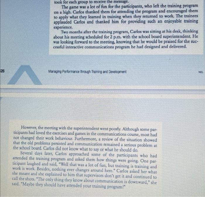 Training and development ( i need help pls) CASE