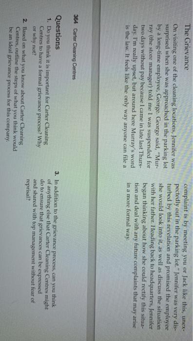 The Grievance On visiting one of the cleaning