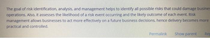 Q1 : what do you think risk identification ,