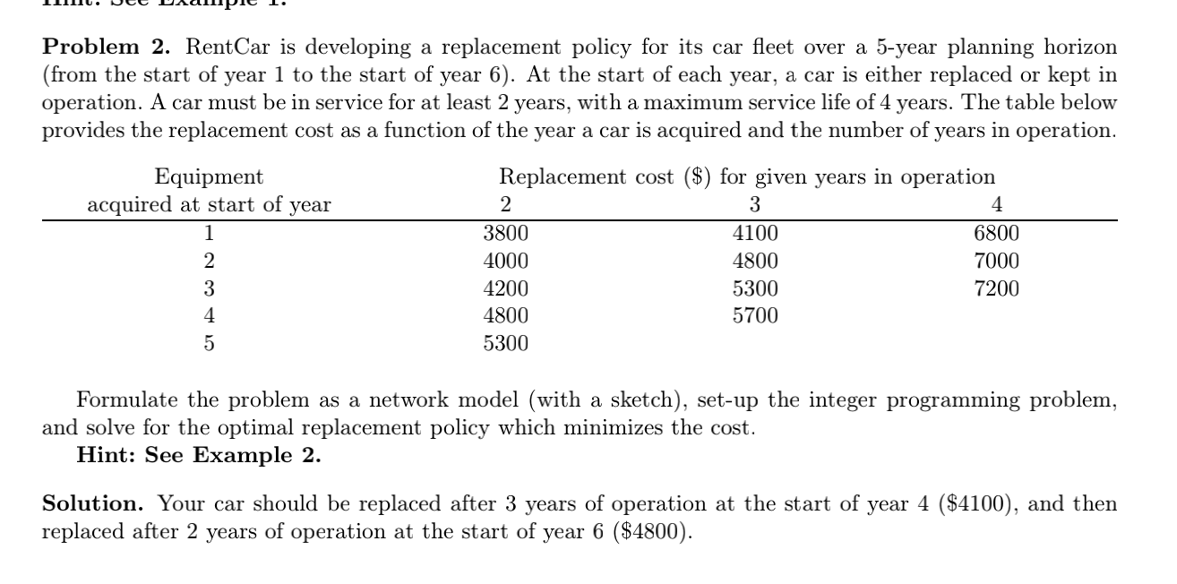 Problem 2. RentCar is developing a replacement