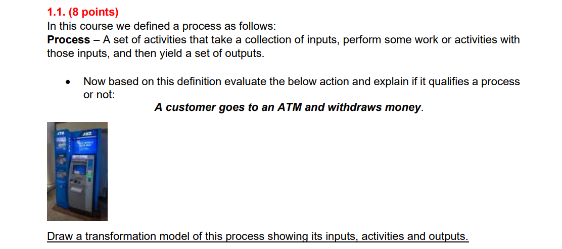 1.1. (8 points) In this course we defined a