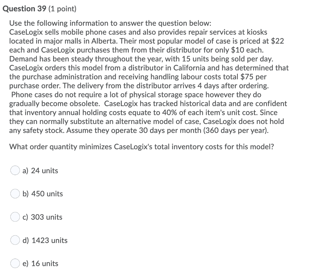 Question 43 (1 point) An assembly line has a