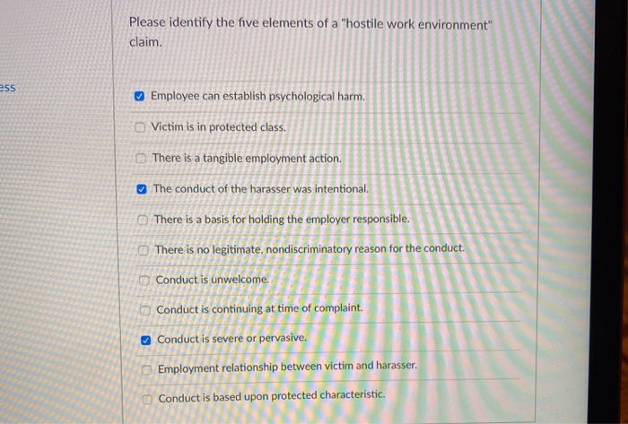 Please identify the five elements of a "hostile