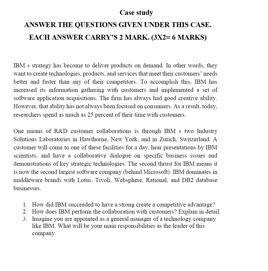 Case study ANSWER THE QUESTIONS GIVEN UNDER THIS