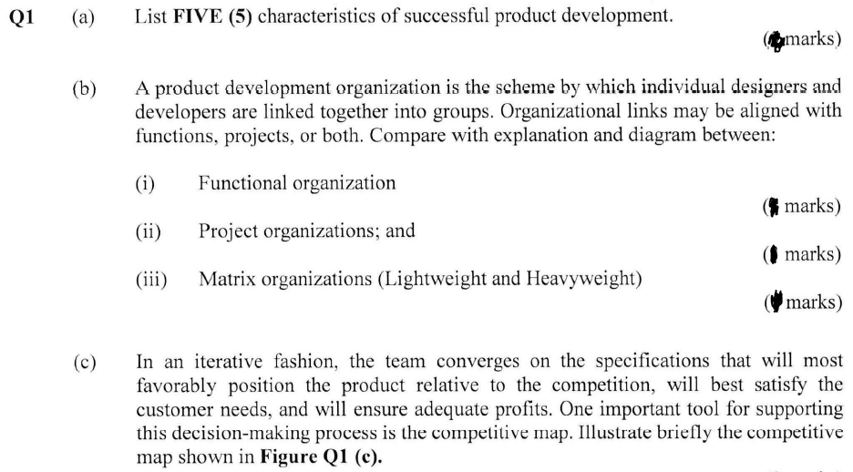(\$marks) (b) A product development organization