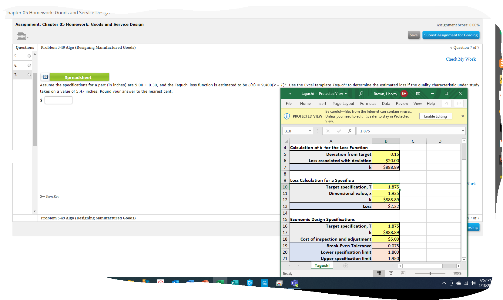 Chapter 05 Homework: Goods and Service Design