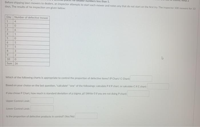 keep er numbers less than 1. Before shipping lawn