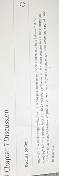 Chapter 7 Discussion Discussion Topic You work