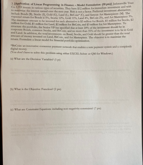 3. Application of Linear Programming in Finance