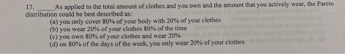 17. As applied to the total amount of clothes and
