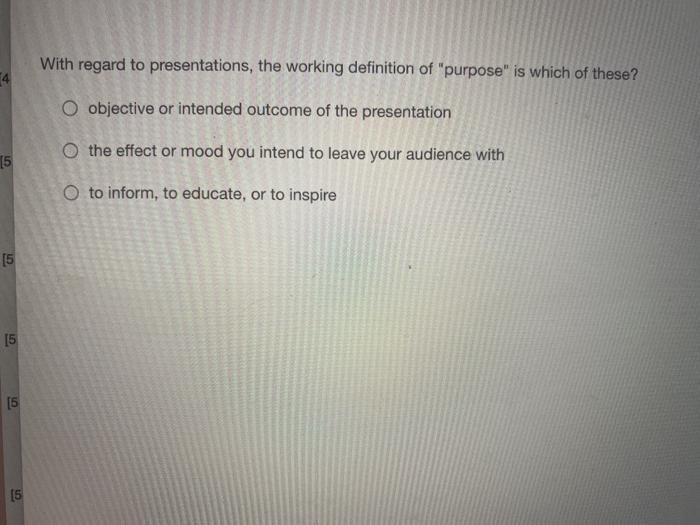 With regard to presentations, the working