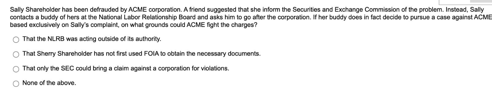 Sally Shareholder has been defrauded by ACME