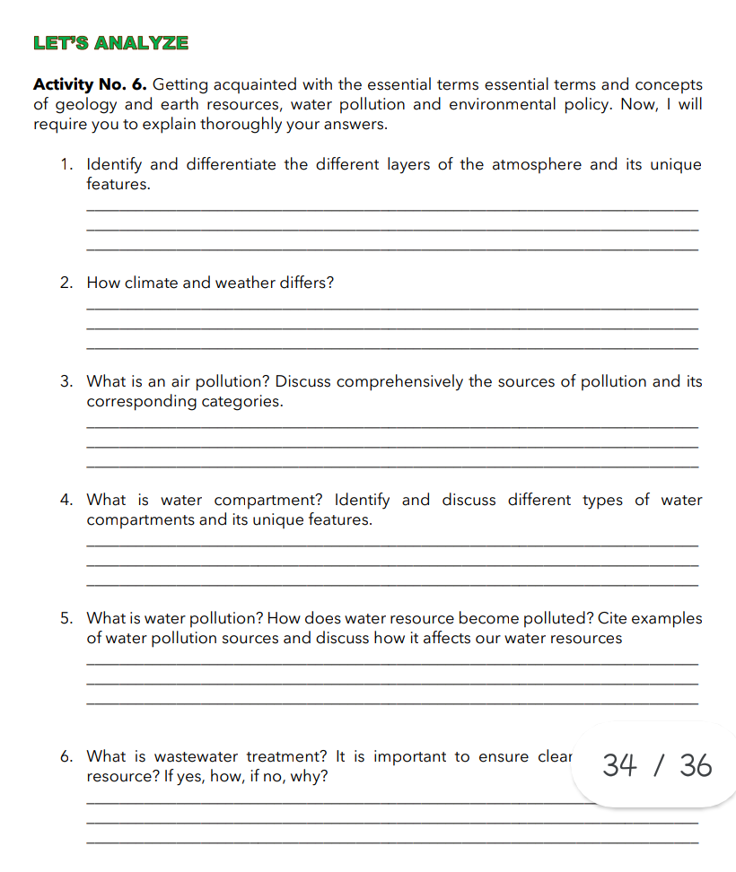 LET'S ANALYZE Activity No. 6. Getting acquainted