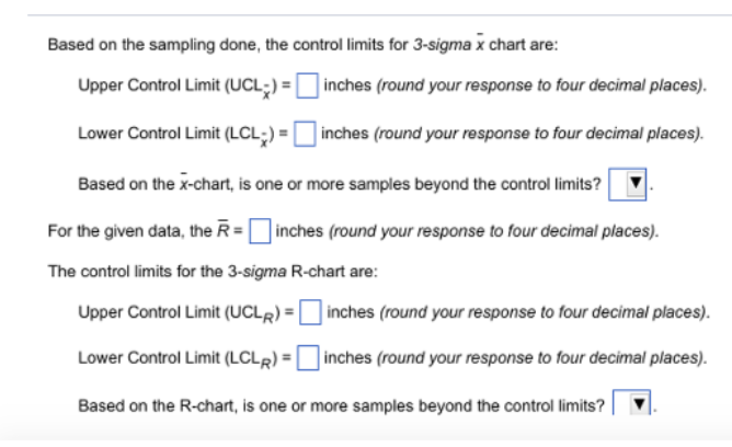 Twelve samples, each containing five parts, were
