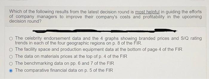 Which of the following results from the latest