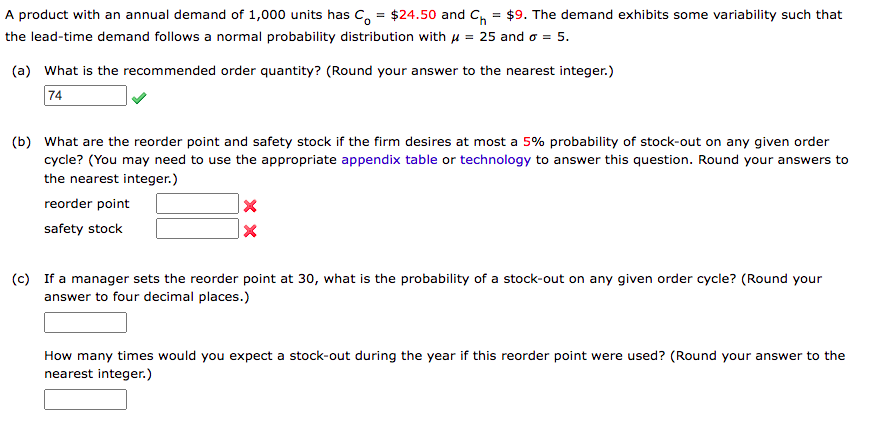 A product with an annual demand of 1,000 units