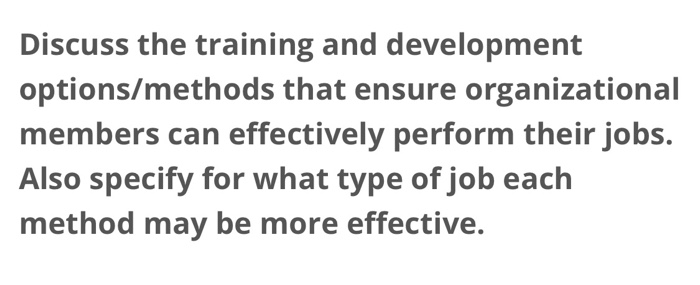 Discuss the training and development