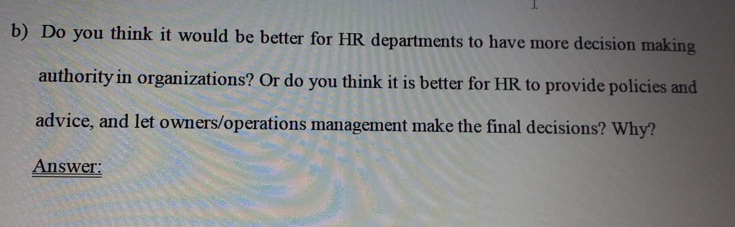 this question is from human resources management