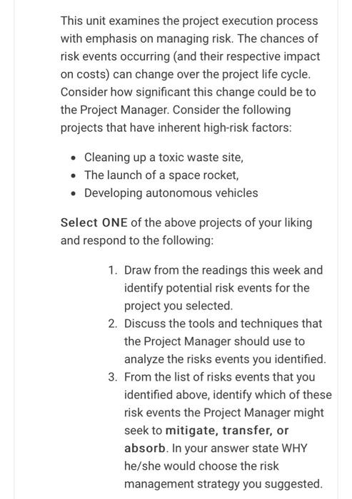 Please Draw in excel This unit examines the