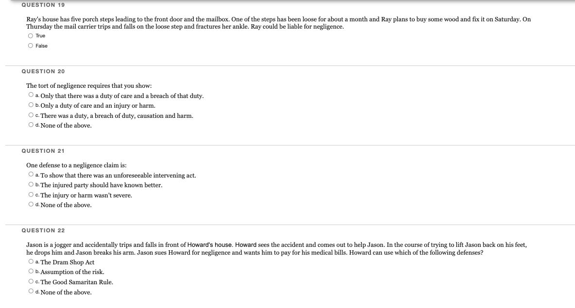 PLEASE ANSWER ALL 4 Questions QUESTION 19 Ray's