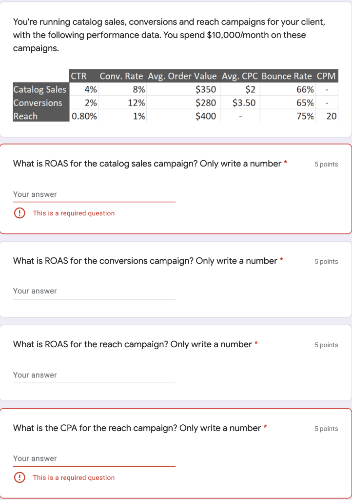 You're running catalog sales, conversions and