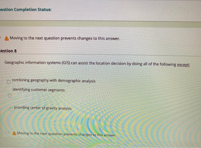 aestion Completion Status: A Moving to the next