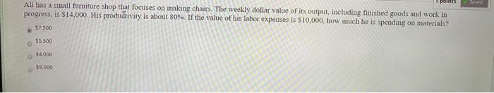 point Ali has a small furniture shop that focuses