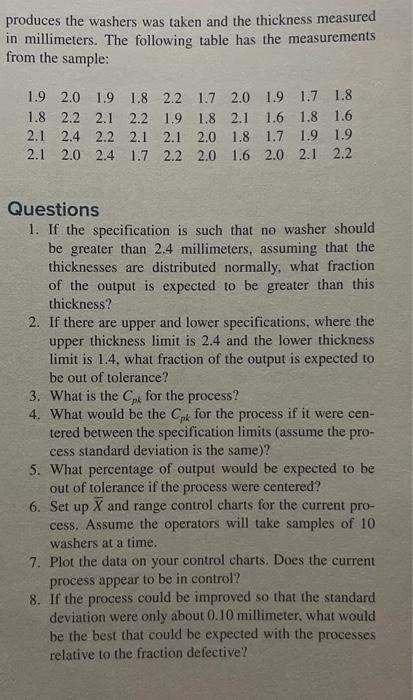 Case Part B: Quality Control Analytics As part of
