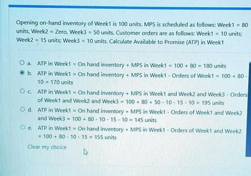 correct ans?? Opening on-hand inventory of Week1