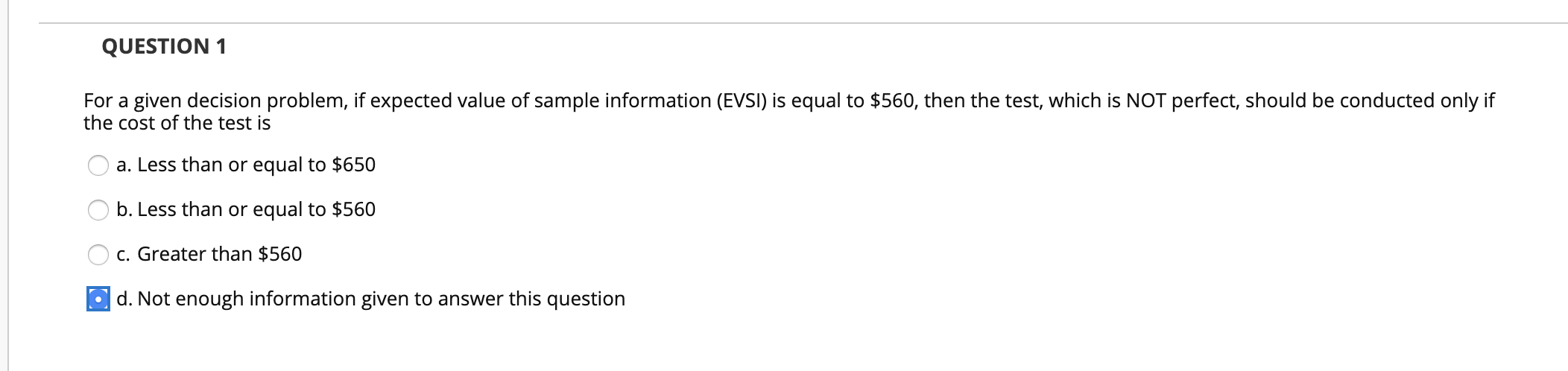 need help with this question. QUESTION 1 For a