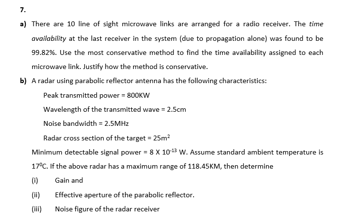 7. a) There are 10 line of sight microwave links