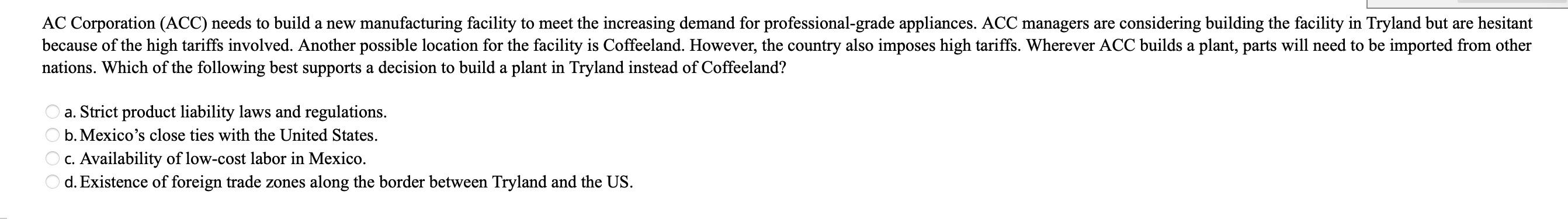 AC Corporation (ACC) needs to build a new