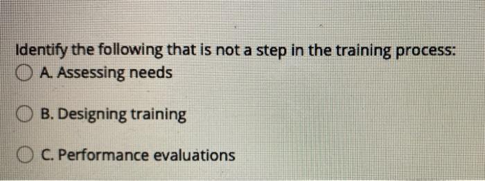 Identify the following that is not a step in the