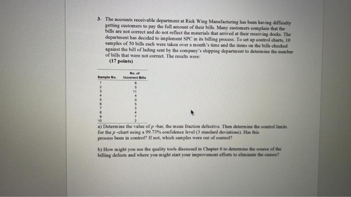3- The accounts receivable department at Rick
