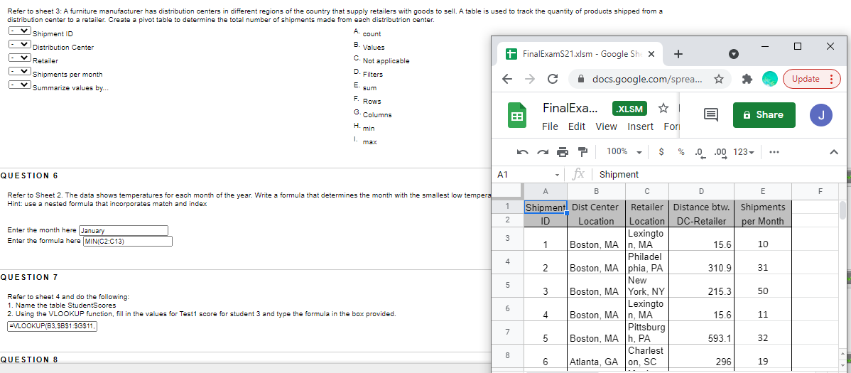 Please answer first question, table provided to