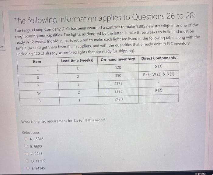 an The following information applies to Questions