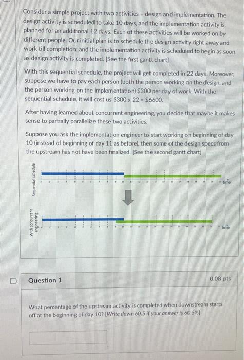 Consider a simple project with two activities -