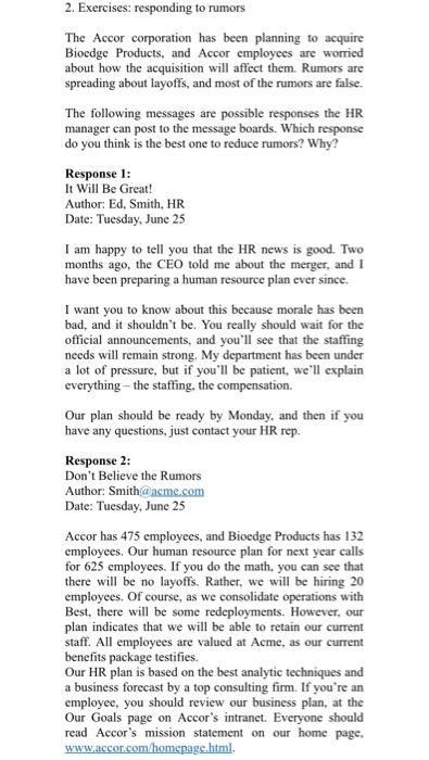 please be accurate 2. Exercises: responding to