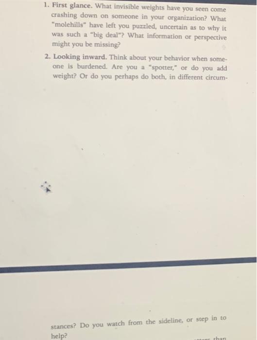 1. First glance. What invisible weights have you