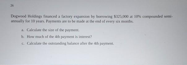 26 Dogwood Holdings financed a factory expansion