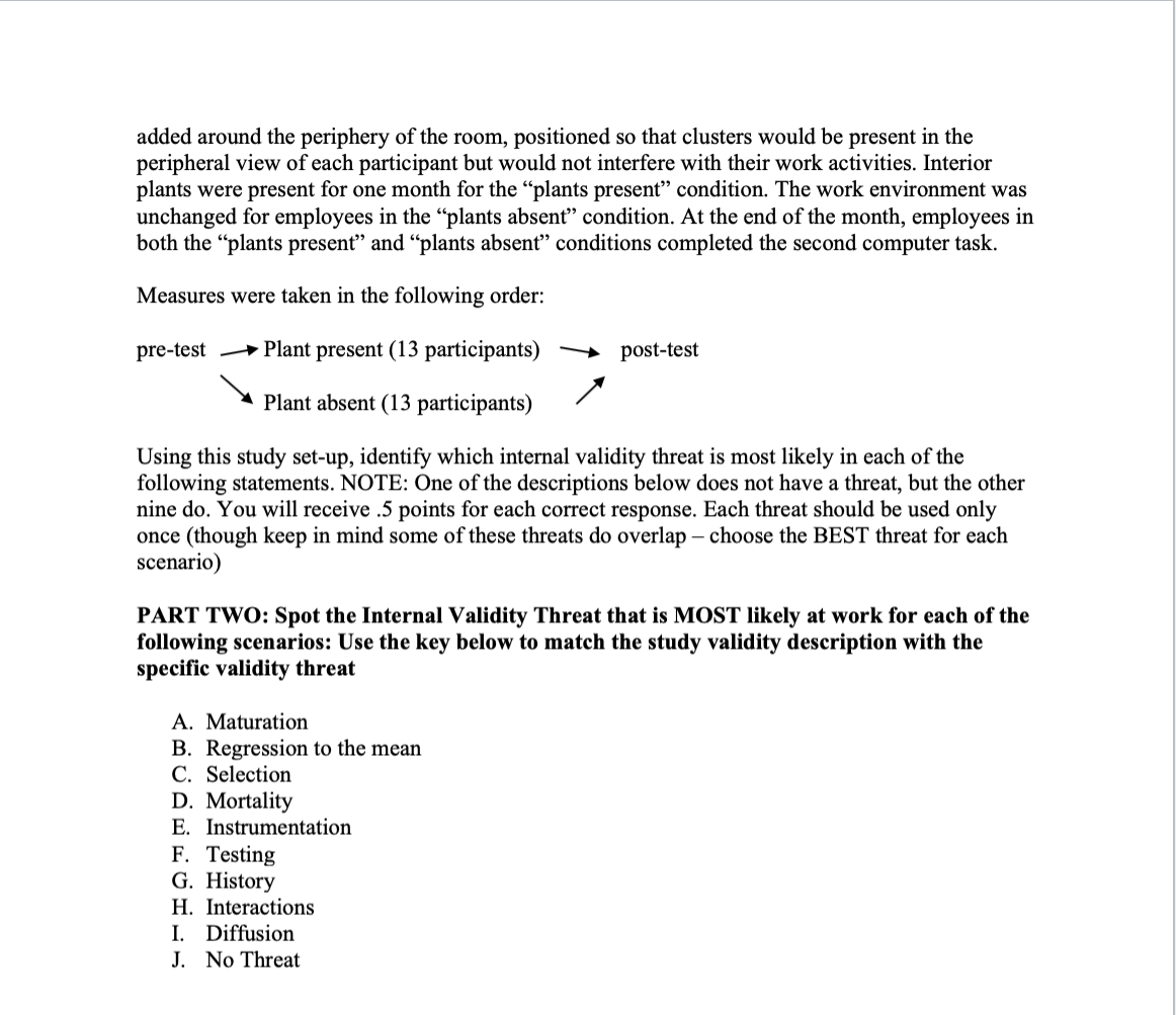 Instructions: Below is a description of a study