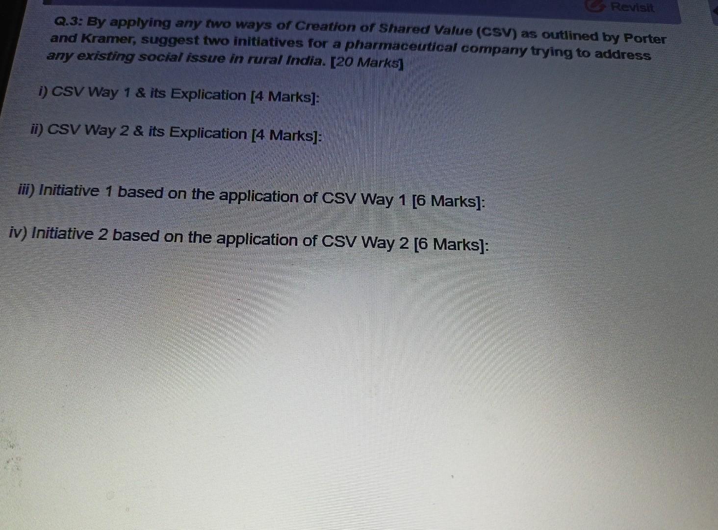 Revisit Q.3: By applying any two ways of Creation