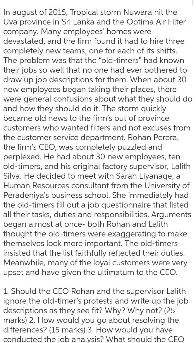 In august of 2015, Tropical storm Nuwara hit the