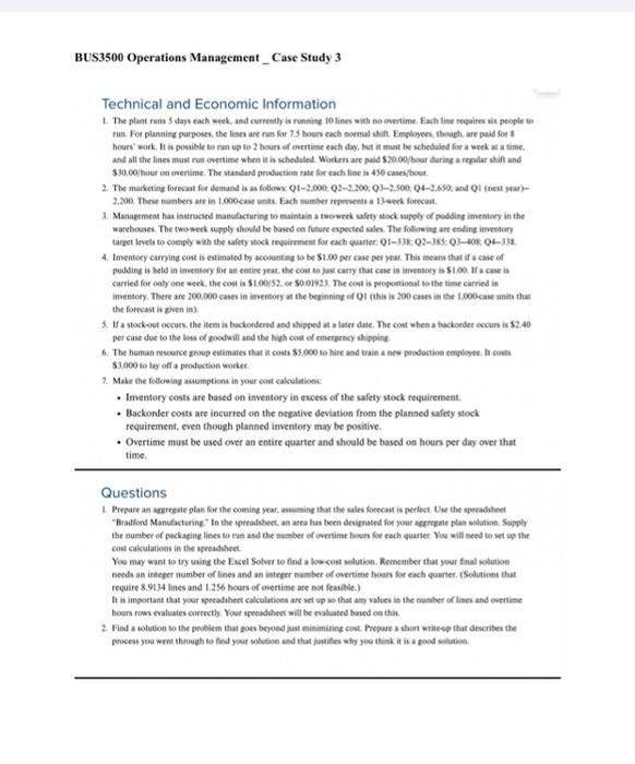 BUS3500 Operations Management_Case Study 3
