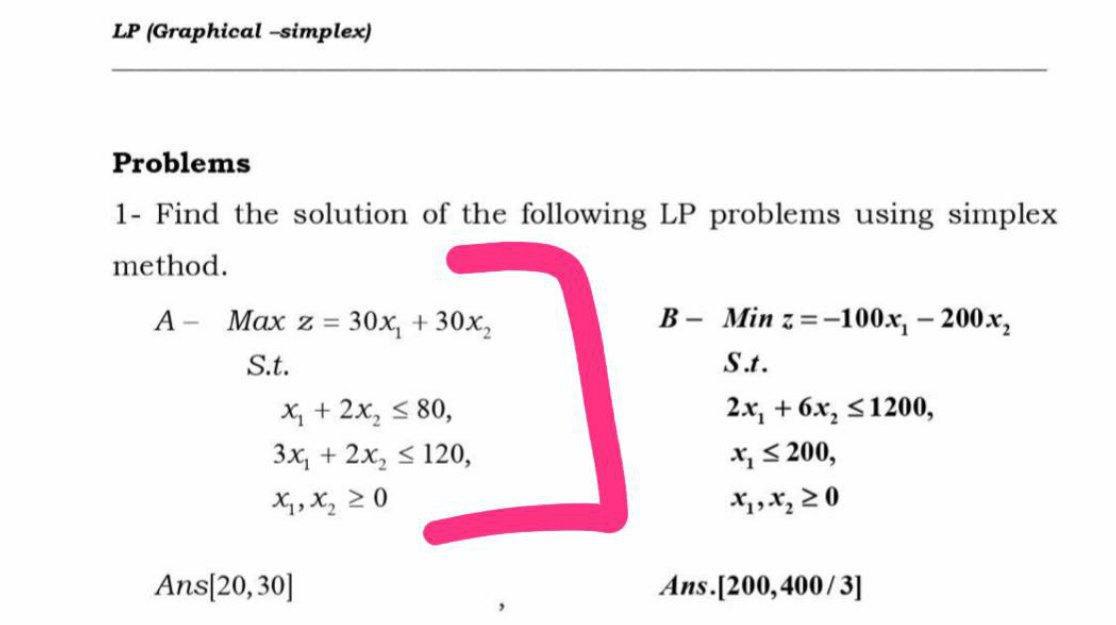 Please do only A LP (Graphical -simplex) Problems
