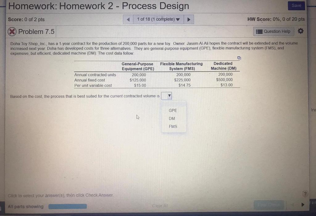 Homework: Homework 2 - Process Design Save Score: