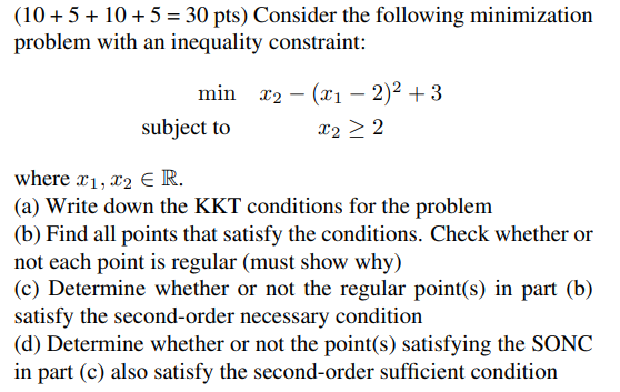 (10+5+10+5 = 30 pts) Consider the following