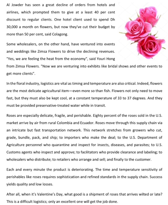 solve question 4 Supply chain UAE flower industry