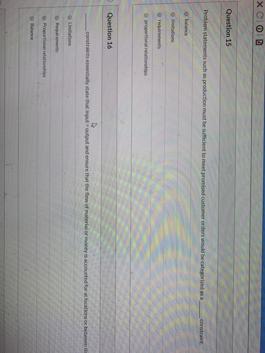 Question 15 Problem statements such as production